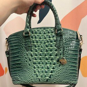 Green crocodile emobssed Brahmin Duxbury leather satchel purse hobo handbag